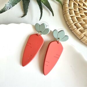 2/$30🌵 Carrot Earrings Dangle Veggie Vegetable Boho Gift Jewelry Quirky NEW